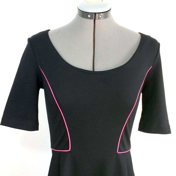 Candies Black A Line Cutout Jersey Stretch Mini Dress with pink edging - Picture 3 of 8